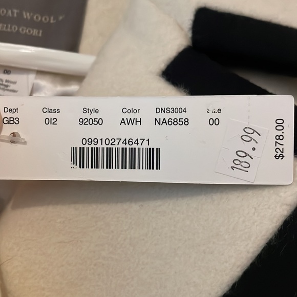 NWT J. Crew Cream Navy Tipped Wool Nello Gori Peacoat, Size 00 - Picture 3 of 6